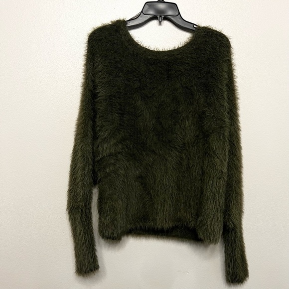 Jessica Simpson Sweaters - Jessica Simpson‎ Dark Green Fuzzy Sweater Womens Medium